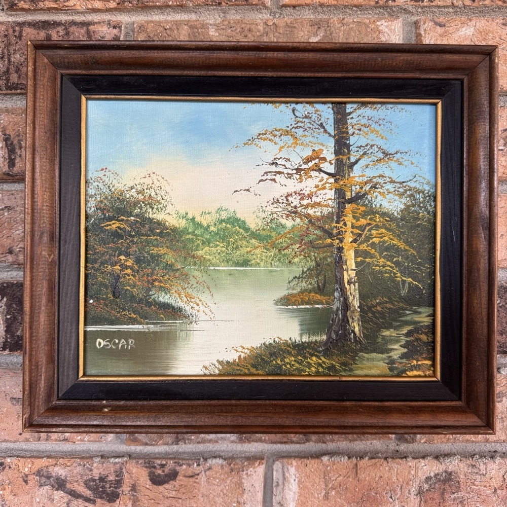 Vintage Landscape Oil Painting Framed Original Artwork Artist Signed Mid Century